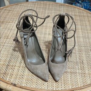 Joie Taupe Suede Lace-Up Heels